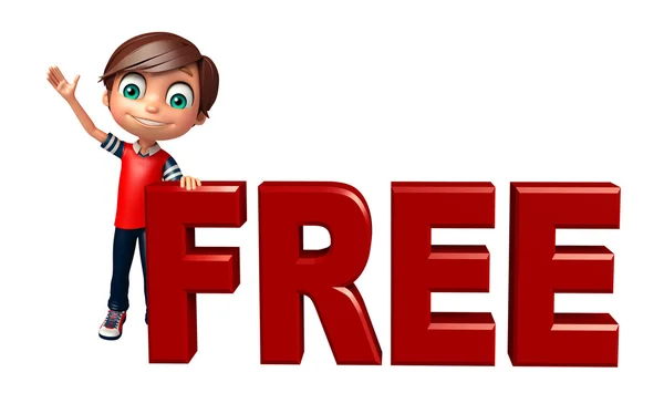 Kid boy with free sign — Stock Photo, Image