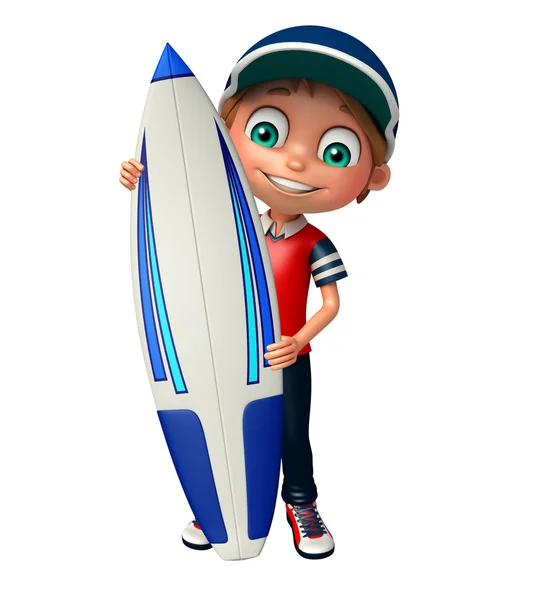 Junge mit Surfbrett — Stockfoto