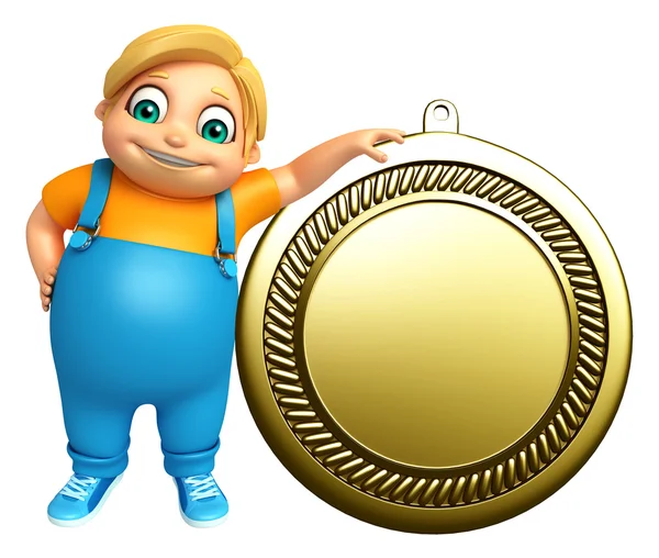 Dítě chlapec s medailí — Stock fotografie