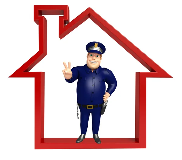 Police with Home sign — Stock Photo, Image