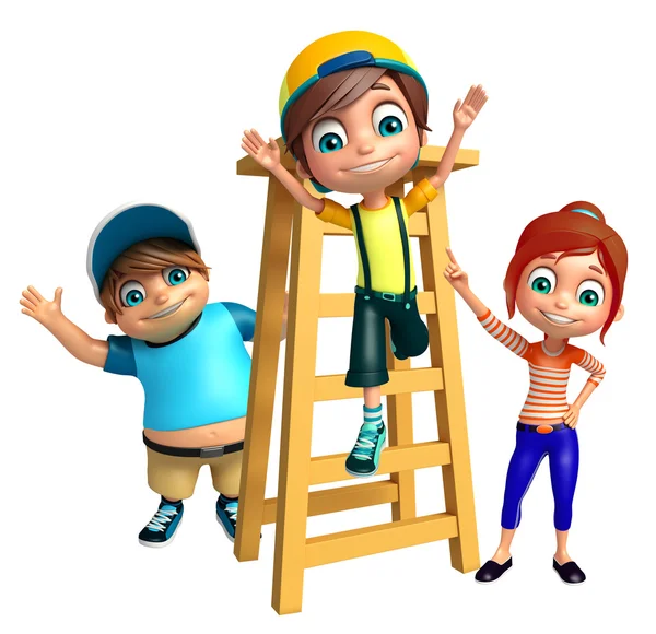 Çocuk erkek ve kız merdiven ile — Stok fotoğraf