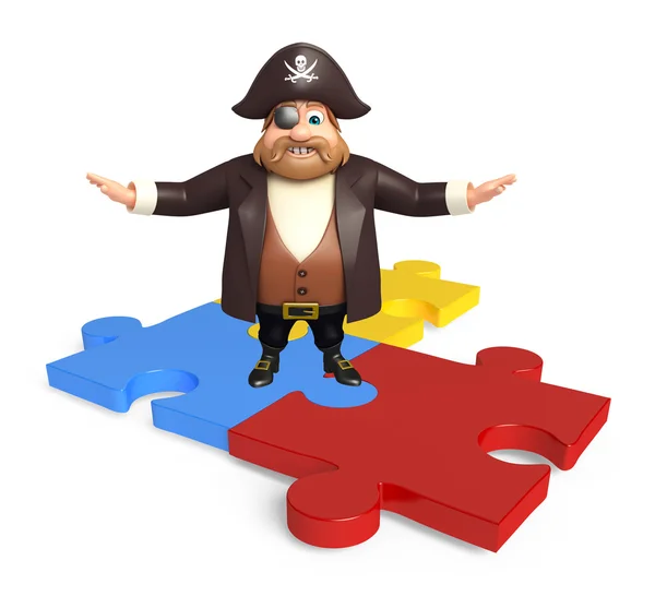 Pirate with Puzzle — Stock Photo, Image