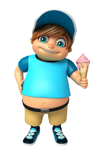 Gyerek fiú fagylalttal — Stock Fotó