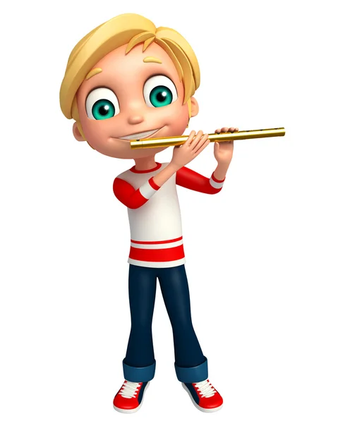 Junge mit Flöte — Stockfoto
