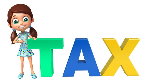Çocuk kız vergi işareti ile — Stok fotoğraf