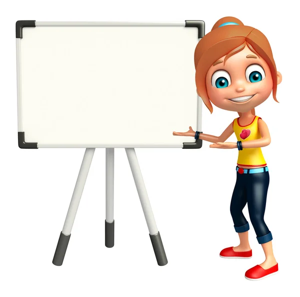 Kid girl with  Display board — Stock Photo, Image