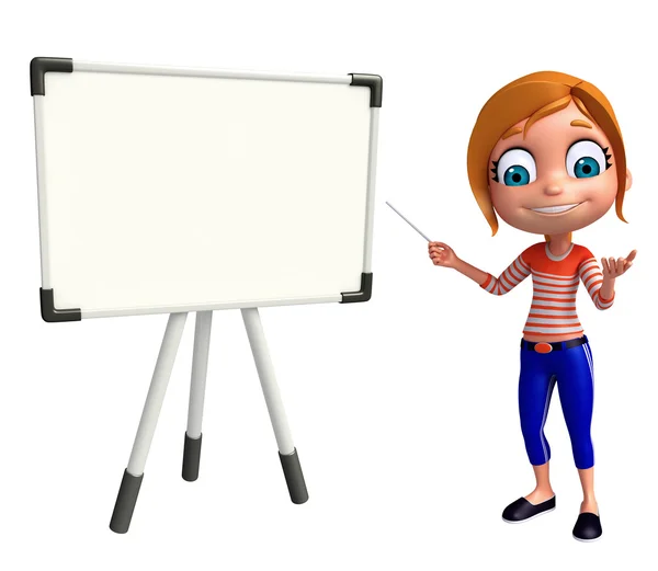 Kid girl with  Display board — Stock Photo, Image