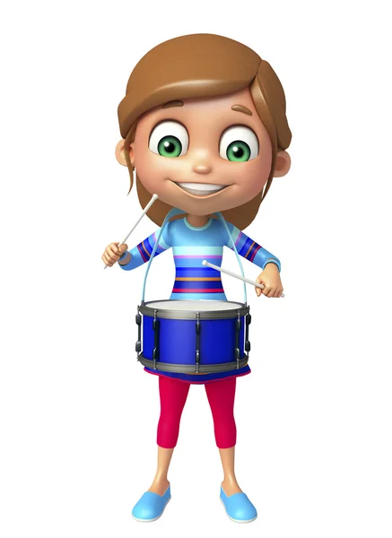 Девочка с барабаном — стоковое фото