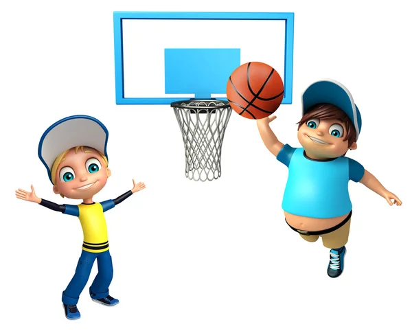 Jongen jongen met spelen Basket Ball — Stockfoto