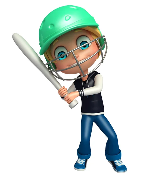 Kid boy with Base bat — Stock Photo, Image