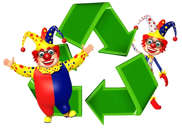 Klaun s recyklaci znamení — Stock fotografie
