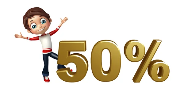 Niño niño con 50% signo —  Fotos de Stock