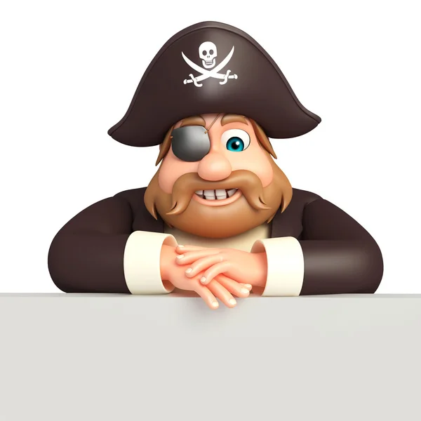 Illustration of pirate with sign — Stock Photo, Image