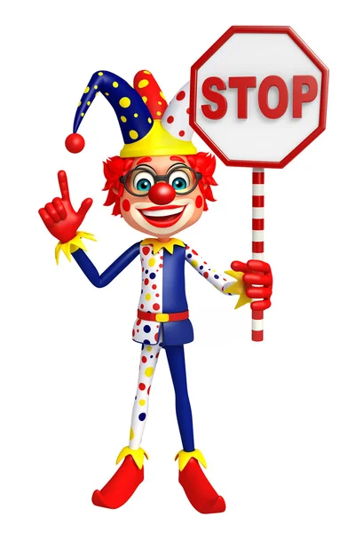 Clown med stoppskylt — Stockfoto