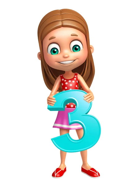 Menina criança com 3 dígitos — Fotografia de Stock