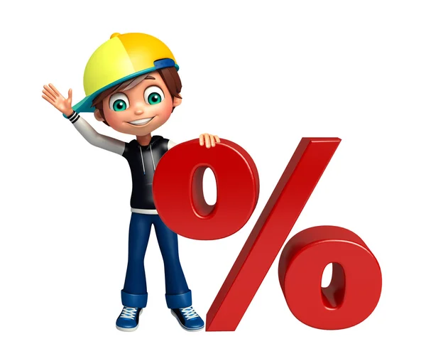 Kid boy with percentage sign — Stock Photo, Image
