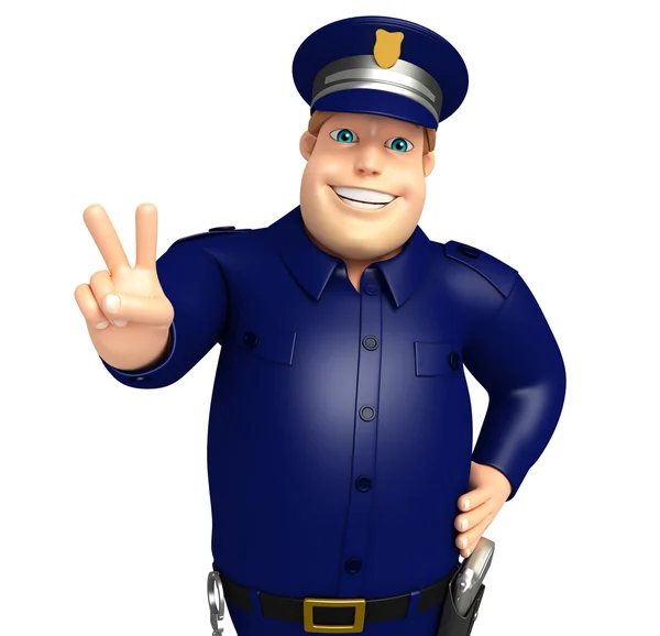 Polisen med seger pose — Stockfoto