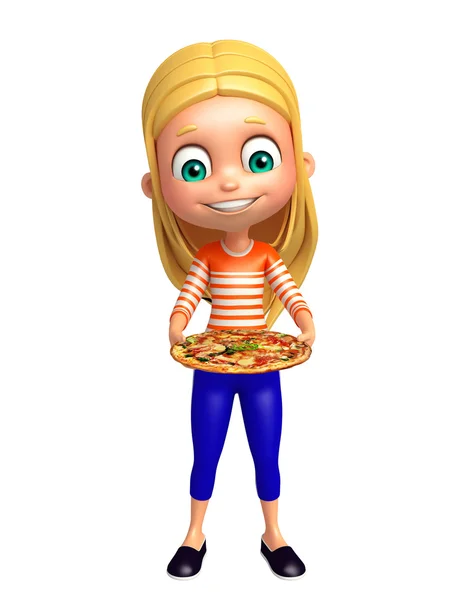 Menina com pizza — Fotografia de Stock