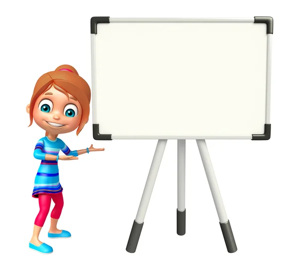 Kid girl with Display board — Stock Photo, Image