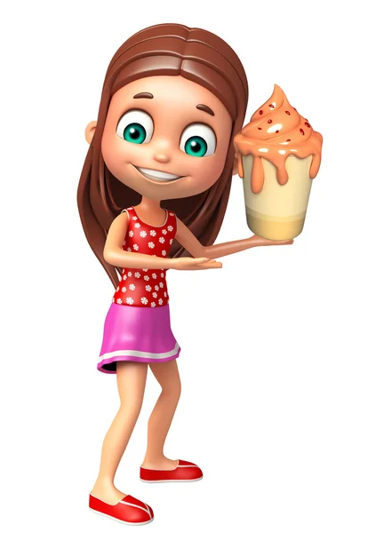 เด็กผู้หญิงกับไอศกรีม รูปภาพสต็อกที่ปลอดค่าลิขสิทธิ์