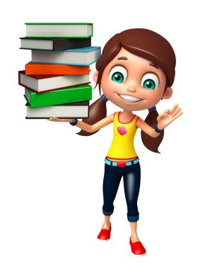 Kitap yığını ile çocuk kız