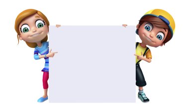 Beyaz tahta ile kız ve çocuk çocuk çocuk