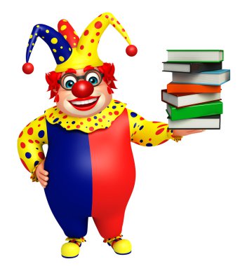 Kitap yığını ile palyaço