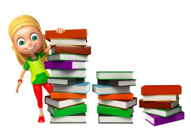 Kitap yığını ile çocuk kız
