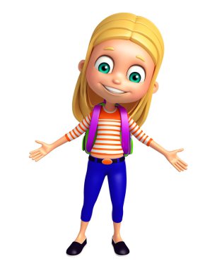 Çocuk kızla okul çantası