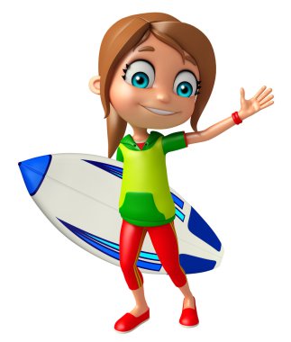 çocuk kız Surfboard ile