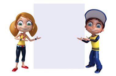 Beyaz tahta ile kız ve çocuk çocuk çocuk