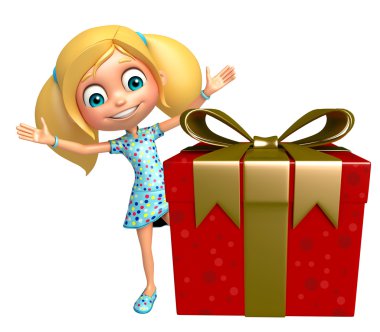 çocuk kızla hediye kutusu