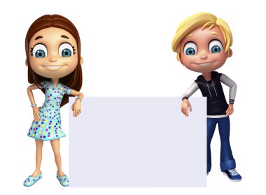 Beyaz tahta ile kız ve çocuk çocuk çocuk