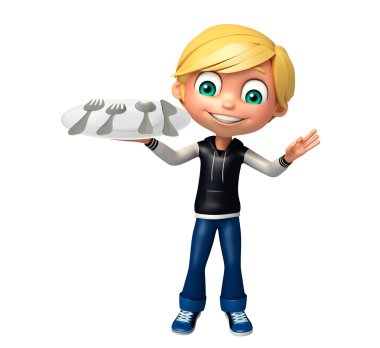 çocuk çocuk yemek tabağı ve kaşık ile