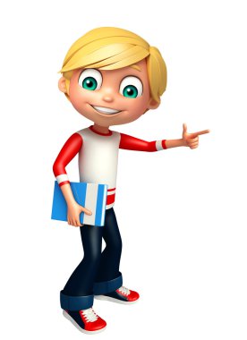 Çocuk boy gösteren ve kitap ile