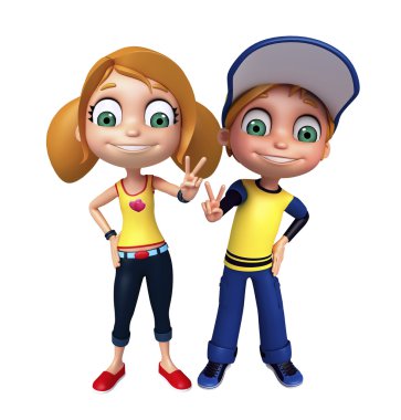 çocuk kız ve çocuk erkek zafer ile poz