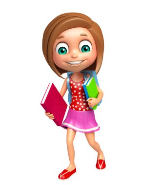 Okul çantası ve kitap ile çocuk kız