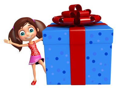 çocuk kızla hediye kutusu