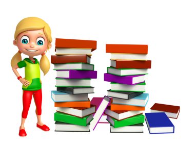 Kitap yığını ile çocuk kız