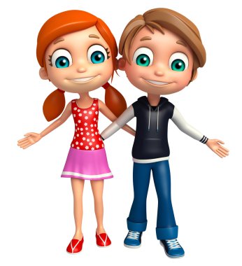 Çocuk çocuk ve kız komik poz