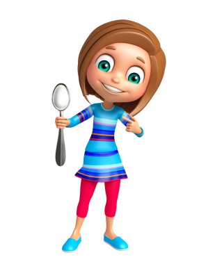 Kaşık ile çocuk kız 