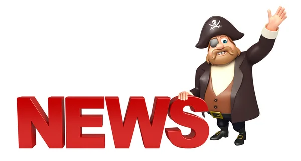 Pirat mit Nachrichtenschild — Stockfoto