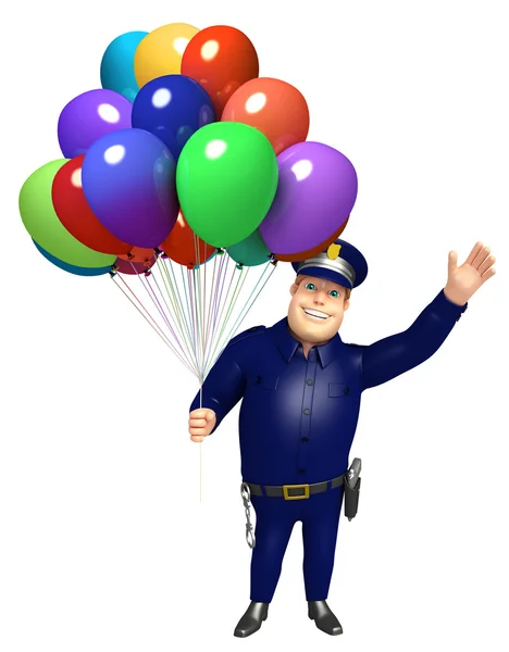 Полиция с воздушным шаром — стоковое фото