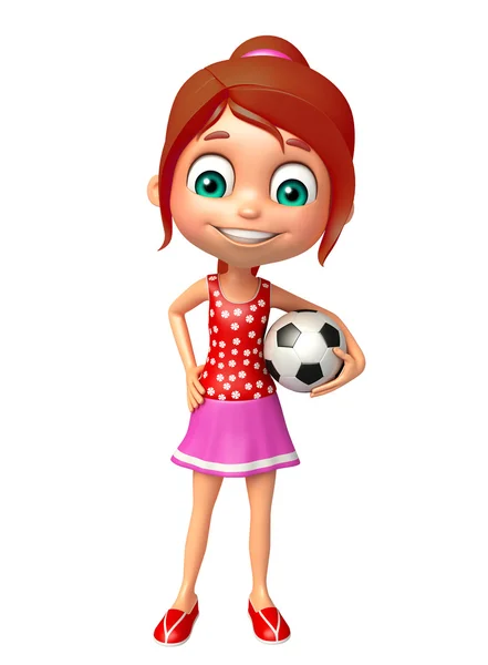 Fetiță cu fotbal — Fotografie, imagine de stoc