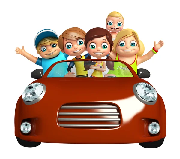 Bambino ragazza, bambino ragazzo e bambino carino con auto — Foto Stock