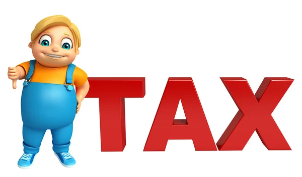 Мальчик с налоговым знаком — стоковое фото