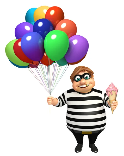Balon ve dondurmayla hırsız — Stok fotoğraf