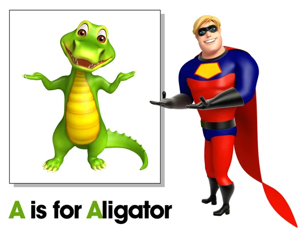 Super hero pointing Alligator