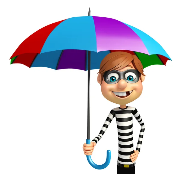 Dieb mit Regenschirm — Stockfoto