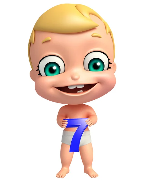 Lindo bebé con dígito 7 —  Fotos de Stock